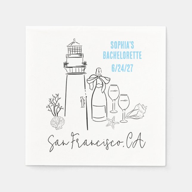 Last Toast on the Coast Bachelorette Party Napkins (Front)