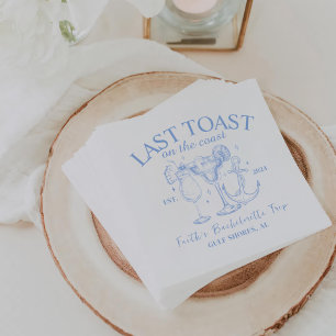 Last Toast On The Coast Bachelorette Party Napkins