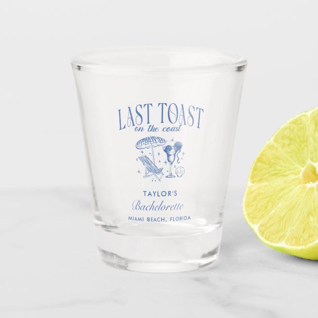 Last Toast on the Coast Bachelorette Party Shot Glass (Front)
