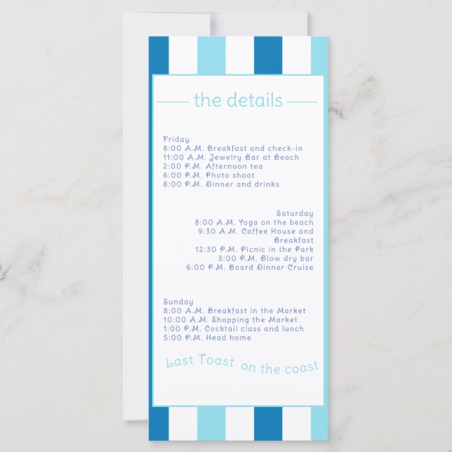 Last toast on the coast bachelorette party weekend (Front)