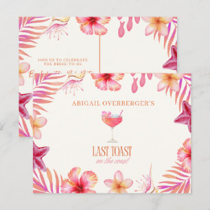 Last Toast on the Coast Bachelorette Pool Party Announcement Postcard