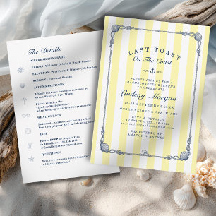 Last Toast on the Coast! Bachelorette Stripe  Invitation