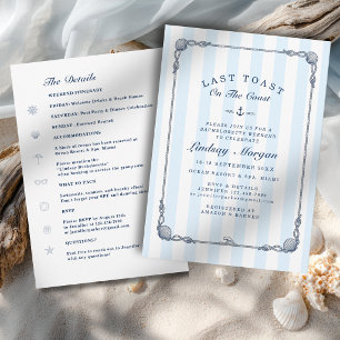 Last Toast on the Coast! Bachelorette Stripe Invitation