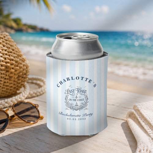 Last Toast on the Coast! Bachelorette Stripes Can Cooler
