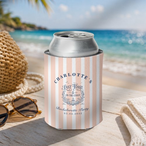 Last Toast on the Coast! Bachelorette Stripes Can Cooler