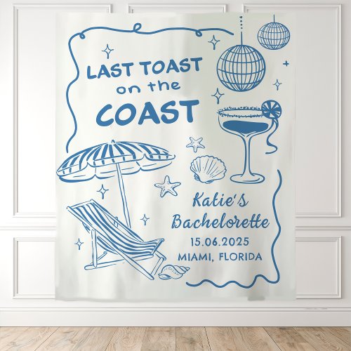 Last Toast On the Coast Bachelorette Tapestry 
