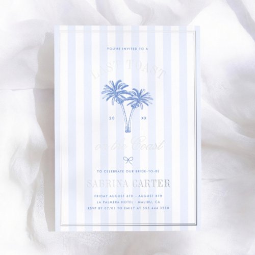 Last Toast On The Coast Bachelorette Weekend Foil Invitation