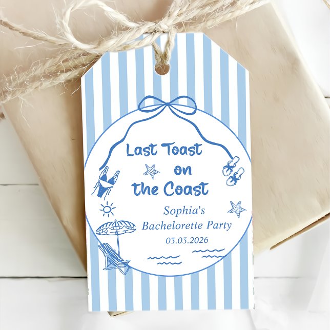 Last Toast On The Coast Bachelorette Weekend Gift Tags (Creator Uploaded)