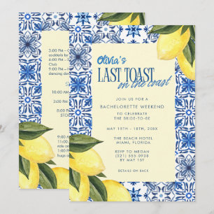 Last Toast on the Coast Bachelorette Weekend Invitation