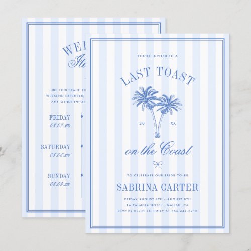 Last Toast On The Coast Bachelorette Weekend Invitation