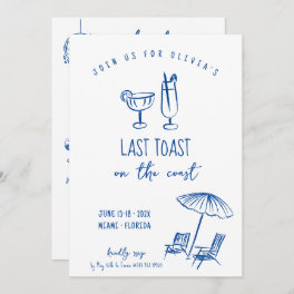Last toast on the coast bachelorette weekend invitation