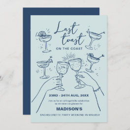 Last Toast on the Coast Bachelorette Weekend Invitation