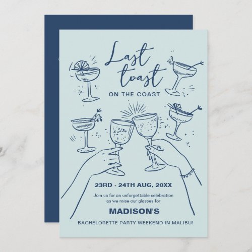 Last Toast on the Coast Bachelorette Weekend Invitation