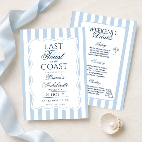 Last Toast on the Coast Bachelorette Weekend  Invitation