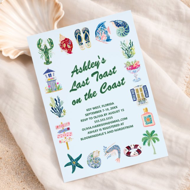 Last Toast on the Coast Bachelorette Weekend  Invitation (Creator Uploaded)