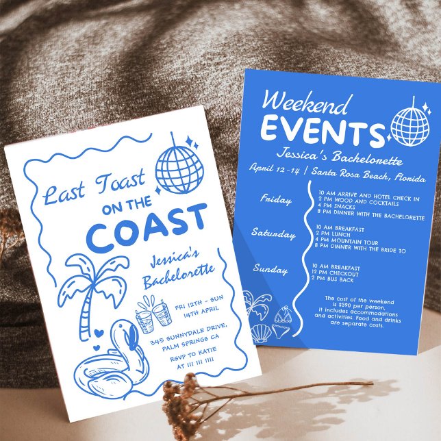 Last Toast On The Coast Bachelorette Weekend Invitation (Creator Uploaded)