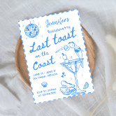 Beach Coastal Handdraw Blue Bachelorette Weekend Invitation