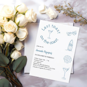 Last toast on the coast bachelorette weekend invitation