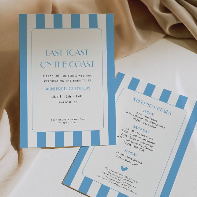 Last Toast on the Coast Bachelorette Weekend Invitation (Creator Uploaded)