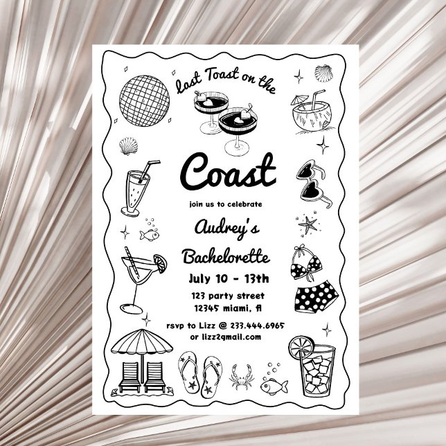 Last Toast On The Coast Bachelorette Weekend Invitation (Creator Uploaded)