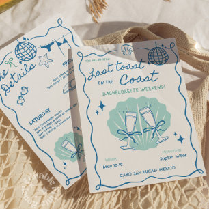 Last Toast on the Coast Bachelorette Weekend Invitation