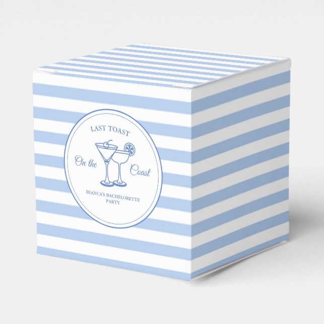 Last Toast on the Coast Bachelorette Weekend Party Favor Boxes (Front Side)