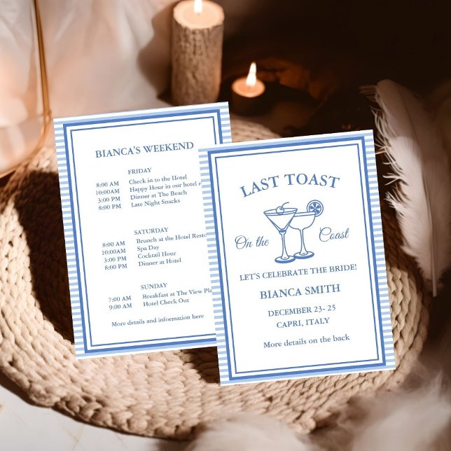 Last Toast on the Coast Bachelorette Weekend Party Invitation (Creator Uploaded)