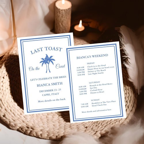 Last Toast on the Coast Bachelorette Weekend Party Invitation