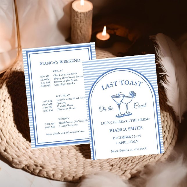Last Toast on the Coast Bachelorette Weekend Party Invitation (Creator Uploaded)