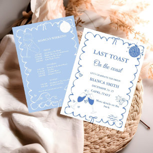 Last Toast on the Coast Bachelorette Weekend Party Invitation