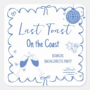 Last Toast on the Coast Bachelorette Weekend Party Square Sticker