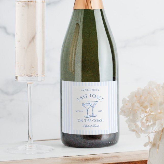 Last Toast on The Coast Bachelorette Weekend Sparkling Wine Label (Creator Uploaded)