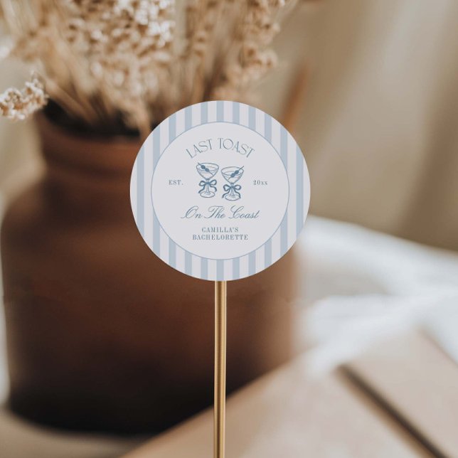 Last Toast On The Coast Beach Bachelorette  Classic Round Sticker (Creator Uploaded)