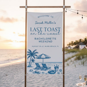 Last toast on the coast Beach Bachelorette Party Banner