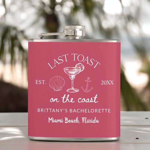 Last Toast On The Coast Beach Bachelorette Party Flask