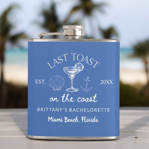 Last Toast On The Coast Beach Bachelorette Party Flask