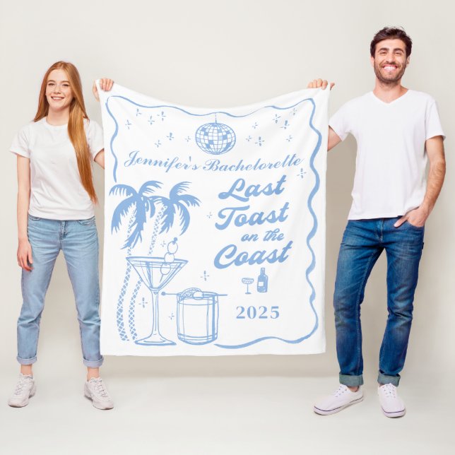 Last Toast On The Coast Beach Bachelorette Party Fleece Blanket (In Situ)