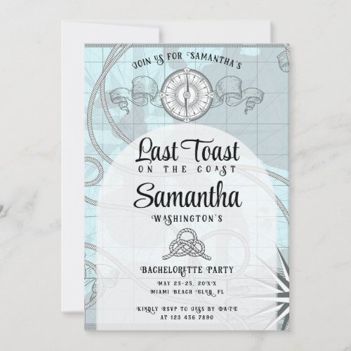 Last Toast on the Coast Beach Bachelorette Party Invitation