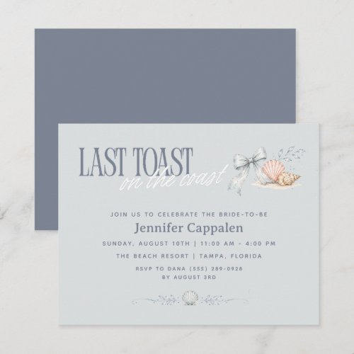 Last Toast on the Coast Beach Bachelorette Party   Invitation