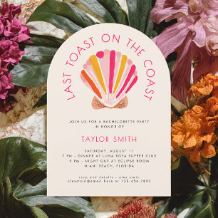 Last Toast On The Coast Beach Bachelorette Party Invitation