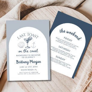 Last Toast On The Coast Beach Bachelorette Party Invitation