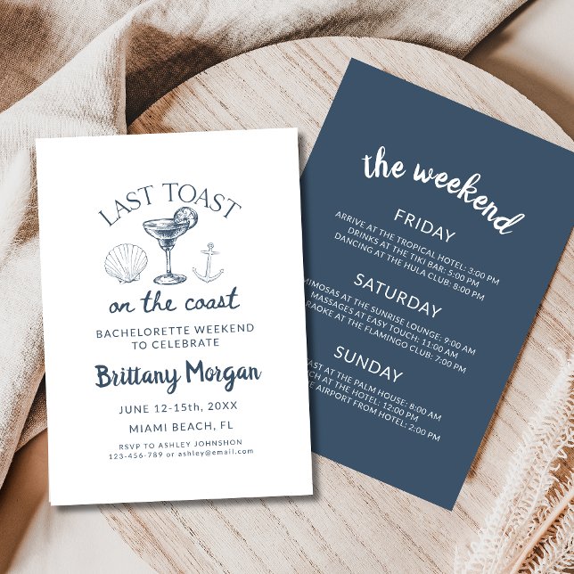 Last Toast On The Coast Beach Bachelorette Party Invitation (Creator Uploaded)