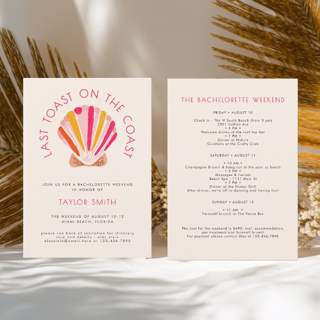 Last Toast On The Coast Beach Bachelorette Party  Invitation (Creator Uploaded)