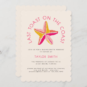 Last Toast On The Coast Beach Bachelorette Party Invitation