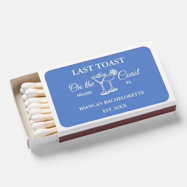 Last Toast on the coast Beach Bachelorette party  Matchboxes (Front Open)