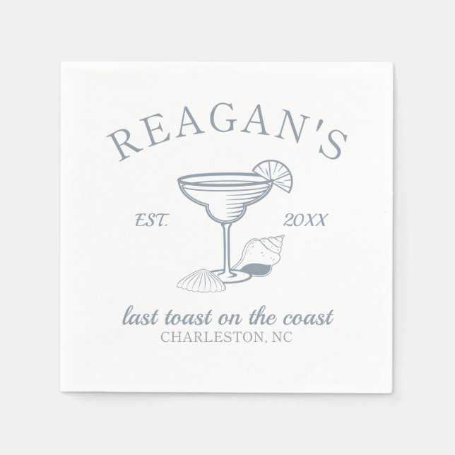 "Last Toast on the Coast" Beach Bachelorette Party Napkins (Front)