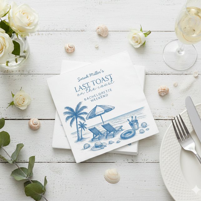 Last Toast on the Coast Beach Bachelorette Party  Napkins (Creator Uploaded)