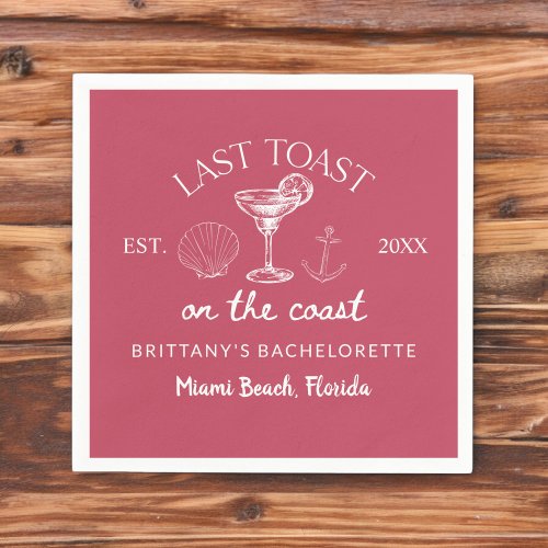 Last Toast On The Coast Beach Bachelorette Party Napkins