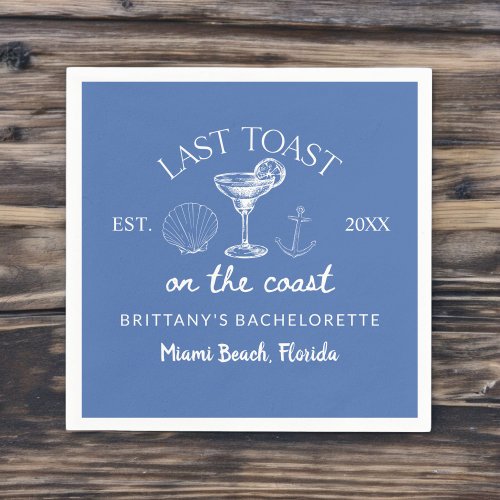Last Toast On The Coast Beach Bachelorette Party Napkins