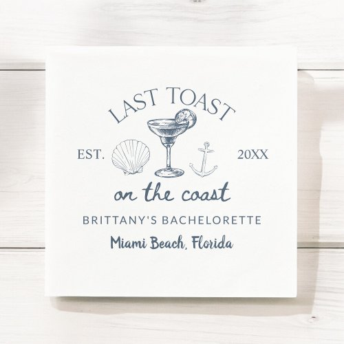 Last Toast On The Coast Beach Bachelorette Party Napkins